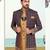 Nevy blue & beige colour full computer amrodery two pice sherwani set with thred  work with fancy botton