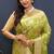 Light green banarasi silk blend saree with all-over gold zari floral jaal