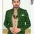 Green & fawn colour full computer amrodery two pice sherwani set with thred  work with fancy botton