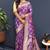 Violet banarasi silk blend saree with all-over gold zari floral jaal