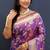 Violet banarasi silk blend saree with all-over gold zari floral jaal