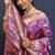 Violet banarasi silk blend saree with all-over gold zari floral jaal