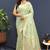 Mint green banarasi silk blend saree with all-over gold zari floral jaal