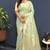Mint green banarasi silk blend saree with all-over gold zari floral jaal