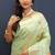 Mint green banarasi silk blend saree with all-over gold zari floral jaal