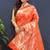 Orange banarasi silk blend saree with all-over gold zari floral jaal