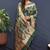 Dark green banarasi silk blend saree with all-over gold zari floral jaal