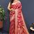 Rani pink banarasi silk blend saree with all-over gold zari floral jaal