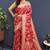 Rani pink banarasi silk blend saree with all-over gold zari floral jaal
