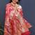 Rani pink banarasi silk blend saree with all-over gold zari floral jaal