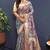 Steel grey banarasi silk blend saree with all-over gold zari floral jaal