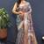 Steel grey banarasi silk blend saree with all-over gold zari floral jaal