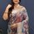 Steel grey banarasi silk blend saree with all-over gold zari floral jaal