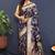 Navy blue banarasi silk blend saree with all-over gold zari floral jaal