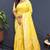 Yellow banarasi silk blend saree with all-over gold zari floral jaal