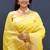 Yellow banarasi silk blend saree with all-over gold zari floral jaal