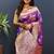 Purple banarasi silk blend saree with gold zari floral weaving & rich border