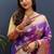Purple banarasi silk blend saree with gold zari floral weaving & rich border