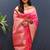 Rani pink banarasi silk blend saree with gold zari floral weaving & rich border