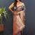 Grey banarasi silk blend saree with gold zari floral weaving & rich border