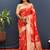 Red banarasi silk blend saree with gold zari floral weaving & rich border