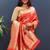 Red banarasi silk blend saree with gold zari floral weaving & rich border