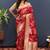 Rani pink banarasi silk blend saree with gold zari floral weaving & rich border