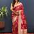 Rani pink banarasi silk blend saree with gold zari floral weaving & rich border