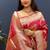 Rani pink banarasi silk blend saree with gold zari floral weaving & rich border
