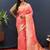 Light pink banarasi silk blend saree with gold zari floral weaving & rich border