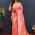 Light pink banarasi silk blend saree with gold zari floral weaving & rich border