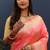Light pink banarasi silk blend saree with gold zari floral weaving & rich border