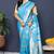 Sky blue banarasi silk blend saree with  zari floral buta work
