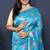 Sky blue banarasi silk blend saree with  zari floral buta work