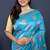 Sky blue banarasi silk blend saree with  zari floral buta work