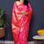 Rani pink banarasi silk blend saree with  zari floral buta work