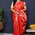 Red banarasi silk blend saree with  zari floral buta work