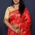 Red banarasi silk blend saree with  zari floral buta work