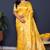 Mustard yellow banarasi silk blend saree with  zari floral buta work