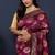 Wine purple  banarasi silk blend saree with  zari floral buta work
