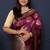 Wine purple  banarasi silk blend saree with  zari floral buta work