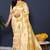 Cream banarasi silk blend saree with  zari floral buta work