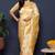 Cream banarasi silk blend saree with  zari floral buta work