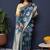 Teal blue banarasi silk blend saree with  zari floral buta work