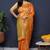 Orange banarasi silk blend saree with  zari floral buta work
