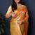Orange banarasi silk blend saree with  zari floral buta work