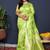Light green banarasi silk blend saree with  zari floral buta work