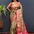 Olive gold banarasi silk blend saree with contrast zari border