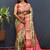 Olive gold banarasi silk blend saree with contrast zari border