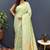 Mint green banarasi silk blend saree with gold zari floral weaving & rich pallu